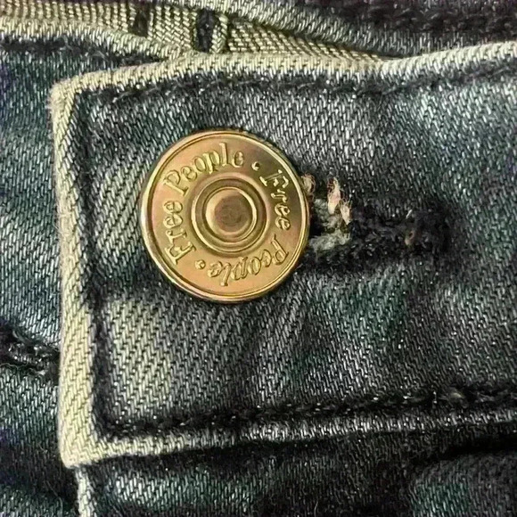 Free People Womens Busted Knee Skinny Fit Jeans, Blue, 28 - Picture 7 of 9